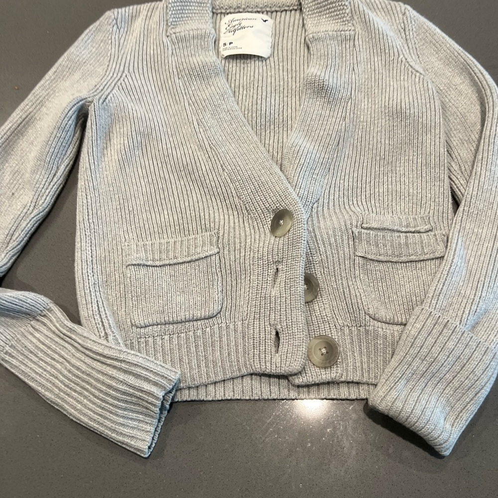 Vintage American eagle sweater Gray Knit Cardigan - Picture 10 of 10